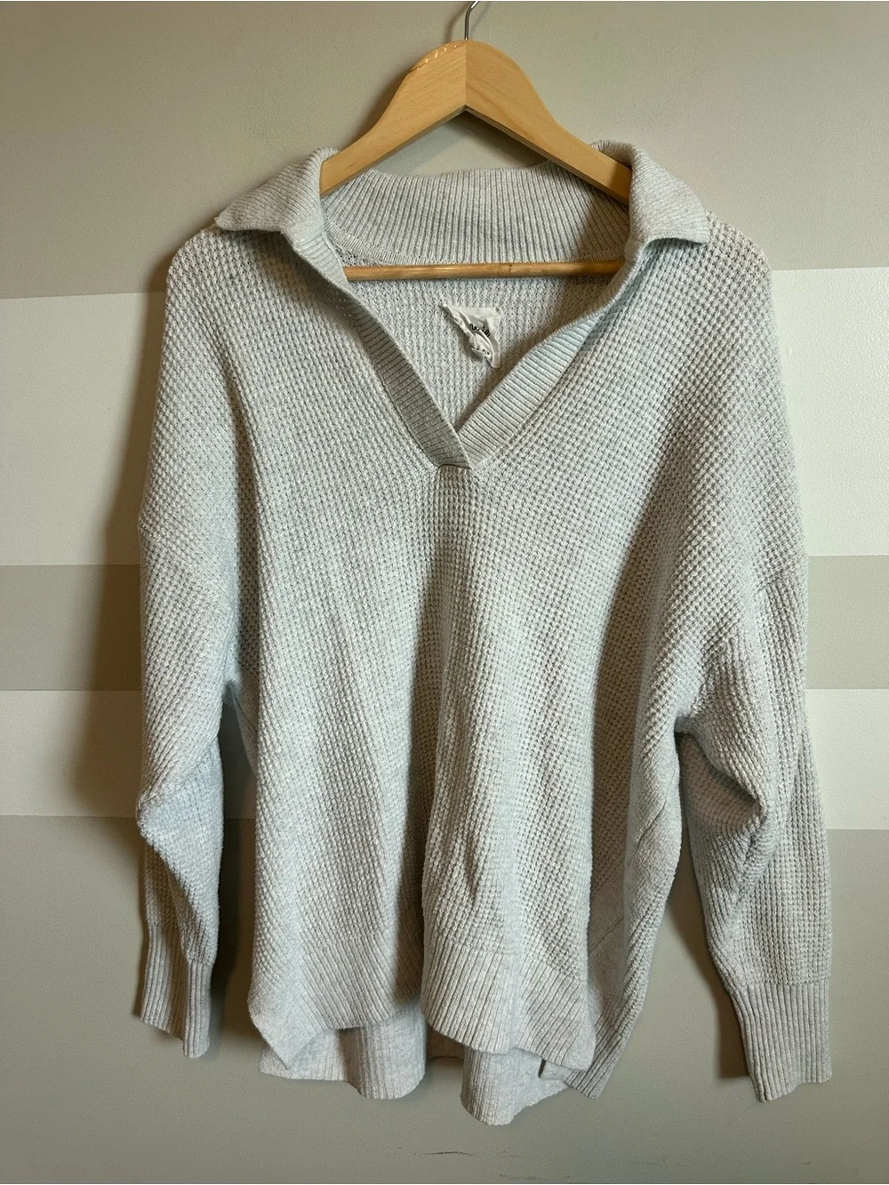 Aerie Cozyup Waffle Knit Polo Sweater